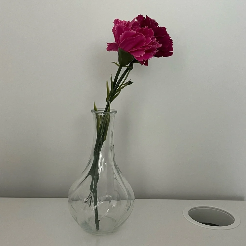 Vase and Faux Pink Flowers